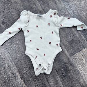 Old Navy White Bodysuit with Red Floral Design